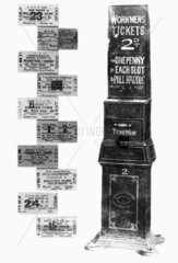 North London Railway ticket machine and tickets  c 1900.