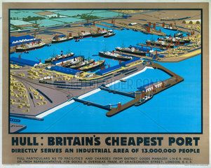 ‘Hull: Britain’s Cheapest Port’  LNER poster  1929.