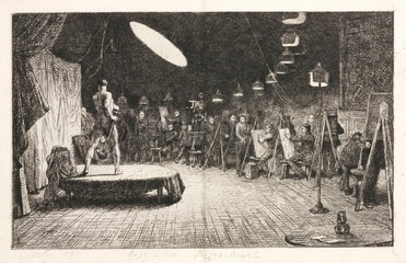 ‘Life School  Royal Academy’: gas lighting  1865.