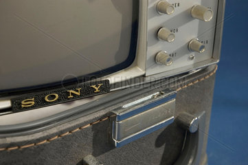 Detail of a Sony 5 5-303W portable television receiver  1962.