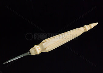 Knife with ivory handle  possibly French  1750-1850.