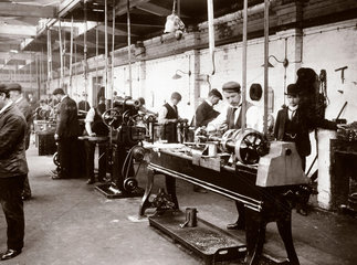Machine tools and operators at Lillie Hall  Fulham  London  1903.