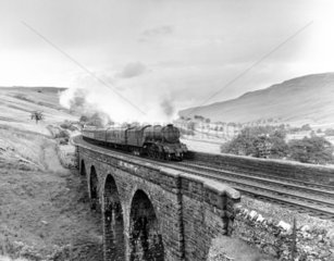 Steam locomotive 'Neil Gow'  Ais Gill Viaduct  Settle and Carlisle line  1960.