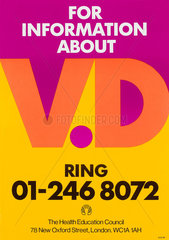 ‘For Information about VD’  poster  c 1980s.