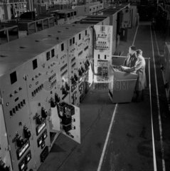 Engineers test equipment for Calder Hall Nuclear Power station  1954.