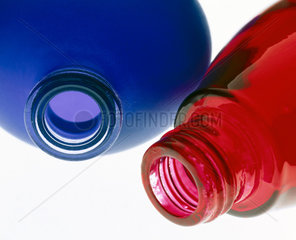 Two coloured bottles  powder-coated by Azko Nobel  2000.