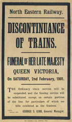 ‘Funeral of Queen Victoria’  NER poster  1901.