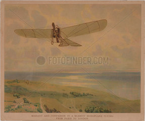 Bleriot monoplane flying from Paris to London  1910.