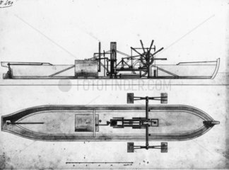 Robert Fulton's original design for steamboat  1803.