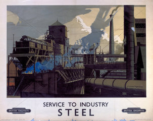 'Service to Industry - Steel'  BR (LMR) poster  c 1923-1947.