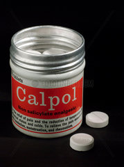 Metal container of 50 tablets of Calpol  1975-1985.