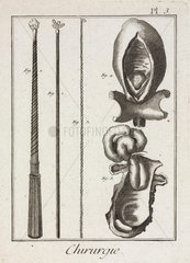 Surgical instruments and diagrams of parts of the body  1780.