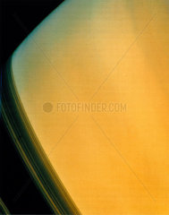Close up of Saturn  photographed by Voyager 2  1981.
