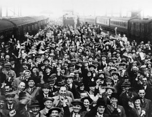 Crowds at Waterloo Station  London  28 April 1939.