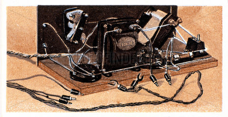 ‘How to build a two valve set’  No 20  Godfrey Philips cigarette card  1925.