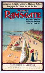 'Sunny Ramsgate'  South Eastern & Chatham Railway poster  1908.