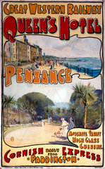 'Queen's Hotel  Penzance'  GWR poster  c 1909.