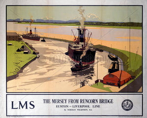‘The Mersey from Runcorn Bridge’  LMS poster  1923-1947.