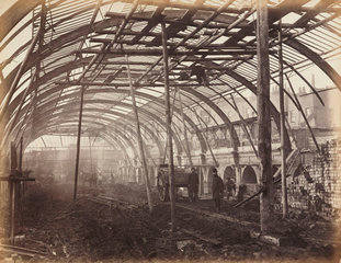 Construction of Bayswater Station  London  c 1867.