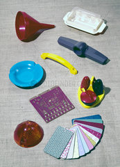 Group of small objects made of plastic materials  c 1950-1960.