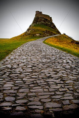 Path to Lindisfarne Castle  Northumberland  January 2006.