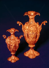 Two gilt vases by Alexander Parkes  19th century.