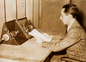 Goebbels making a radio broadcast  1936.