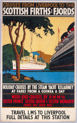 'Cruises from Liverpool to the Scottish Firths & Fjords'  LMS poster  c 1930s.