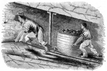 Working with girdle and chain in a mine  1842.