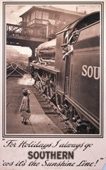 ‘For Holidays I always go Southern  'cos it's the Sunshine Line!'  c 1925.