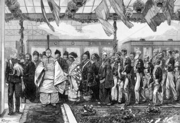 'Opening of the first permanent railway in Japan'  1872.