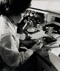 English Electric: female at microscope assembly  1962.