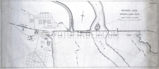 General Site Plan for the Sennar Dam  Sudan  1925.