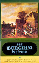 ‘See Belgium by Train’  Belgian National Railways poster  c 1970s.