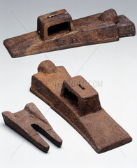 Ancient Chinese cast iron implement moulds  c 300 BC.