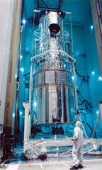 Hubble Space Telescope after assembly  1980s.