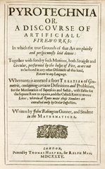 Title page from Babington's ‘Pyrotechnia’  1635.