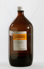 Two litre bottle of Ammonium Chloride and Morphine B P  1976-1982.