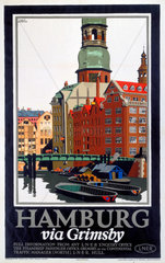 ‘Hamburg via Grimsby’  LNER poster  c 1927.