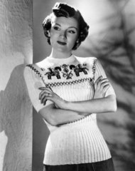 Woman in a short-sleeved sweater  1940s.