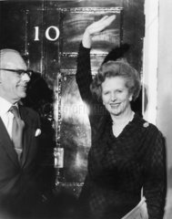 Margaret and Dennis Thatcher outside 10 Downing Street  10 June 1983.