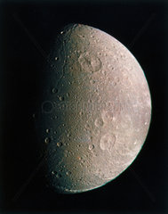 Dione  one of the moons of Saturn  photographed by Voyager 1  1980.