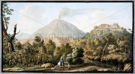 Mount Vesuvius smoking  Kingdom of Naples  c 1760.