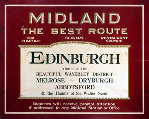 'Edinburgh through the beautiful Waverley district'  MR poster  1900-1923.