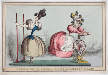 'A Correct View of the New Machine for Winding up the Ladies’  c 1830.