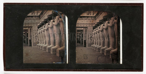 Stereo-daguerreotype of Osiris statues in the Crystal Palace  Sydenham  c 1855.