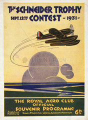 Schneider Trophy contest programme  12 September  1931.