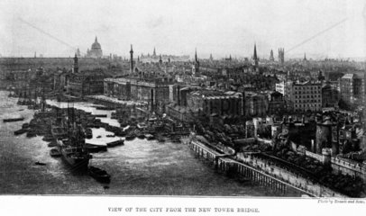 View of the City of London from the new Tower Bridge  1894.