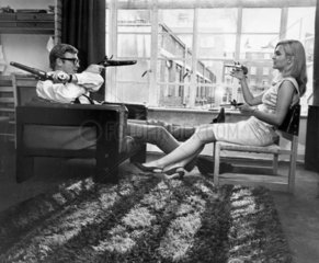 Michael Caine and Alexandra Bastedo  May 1965.