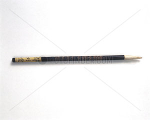Hair writing brush set into bamboo shaft  Chinese  19th century.